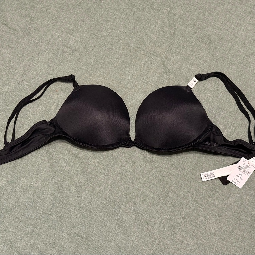 PINK Victoria's Secret Black Push-Up Bra with Underwire Support